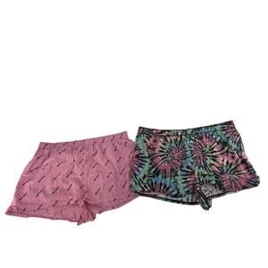 Victoria’s Secret PINK Pajama Lounge Shorts Lot 2 XL XXL Pink Stripe Tie Dye